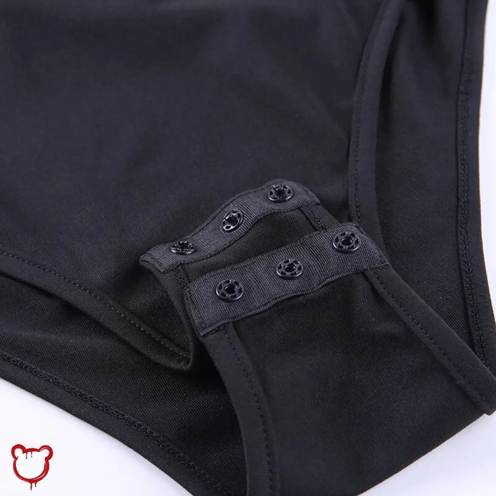 Black Gothic Tie - Up Bodysuit - The Cursed Closet