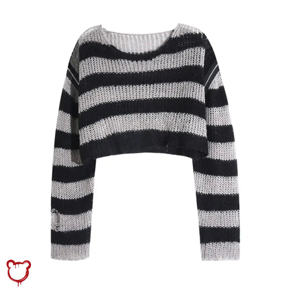 Black Grey Grunge Stripe Sweater - The Cursed Closet