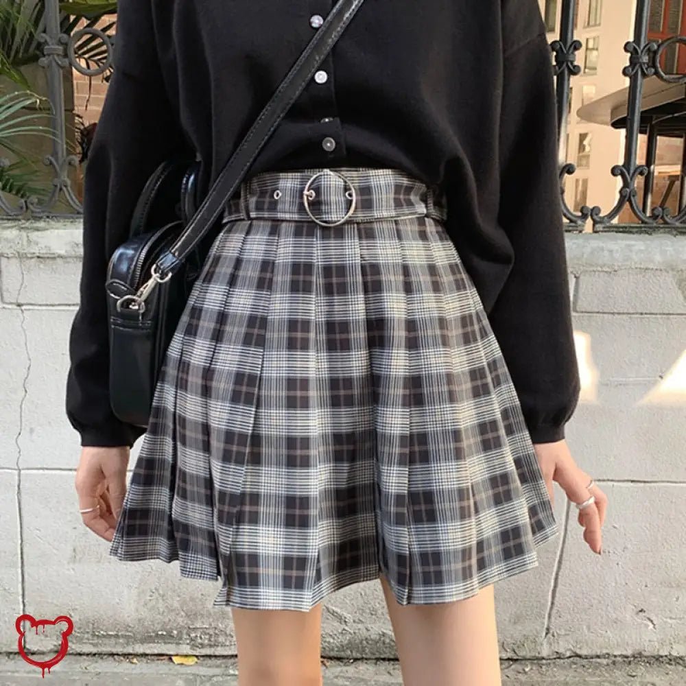 Black Grey Plaid Skirt - The Cursed Closet