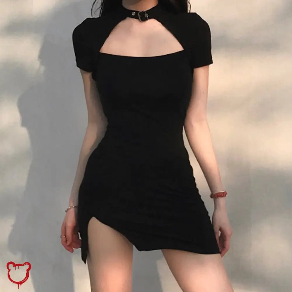 "Black Grunge Bodycon Dress - Secret" - The Cursed Closet