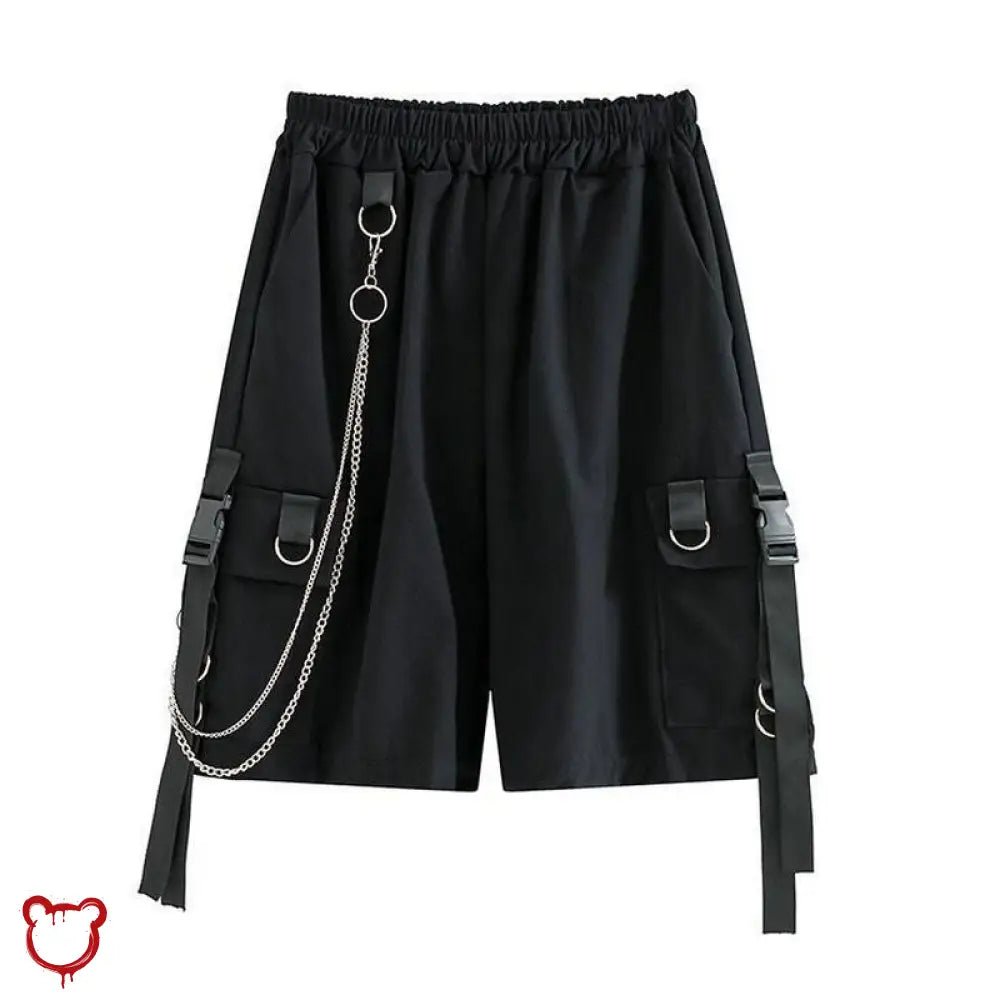 "Black Grunge Cargo Harem Shorts" - The Cursed Closet