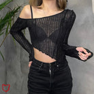 Black Grunge Crop Top - The Cursed Closet