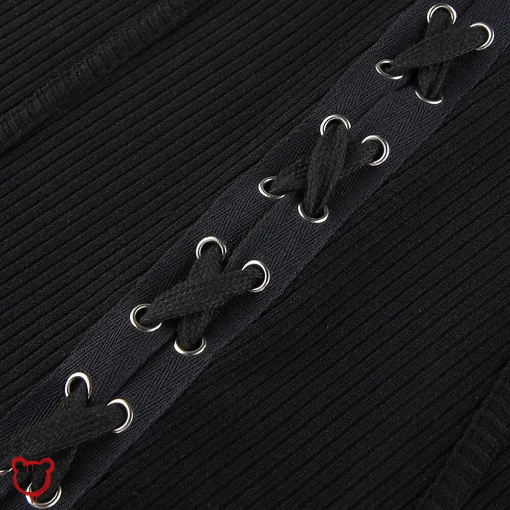 Black Grunge Knitted Turtleneck Dress: Stalking Style - The Cursed Closet