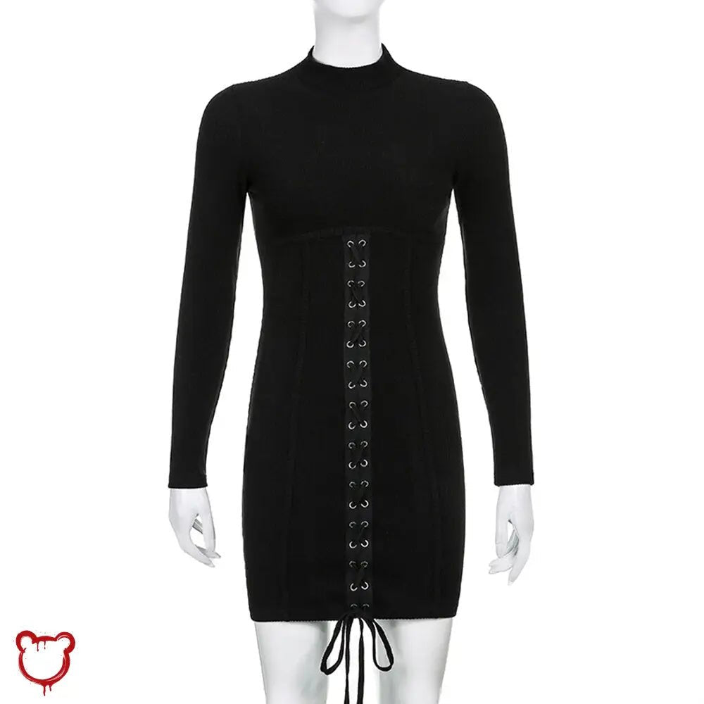 Black Grunge Knitted Turtleneck Dress: Stalking Style - The Cursed Closet