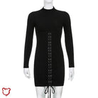 Black Grunge Knitted Turtleneck Dress: Stalking Style - The Cursed Closet