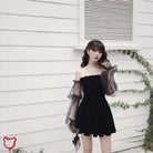Black Grunge Mesh Bell Dress - The Cursed Closet