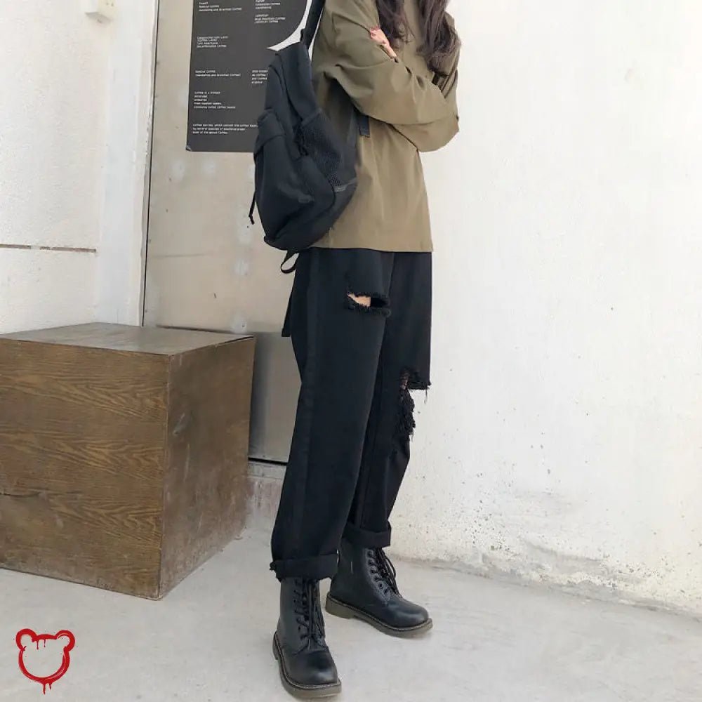 Black Grunge Ripped Jeans' - The Cursed Closet