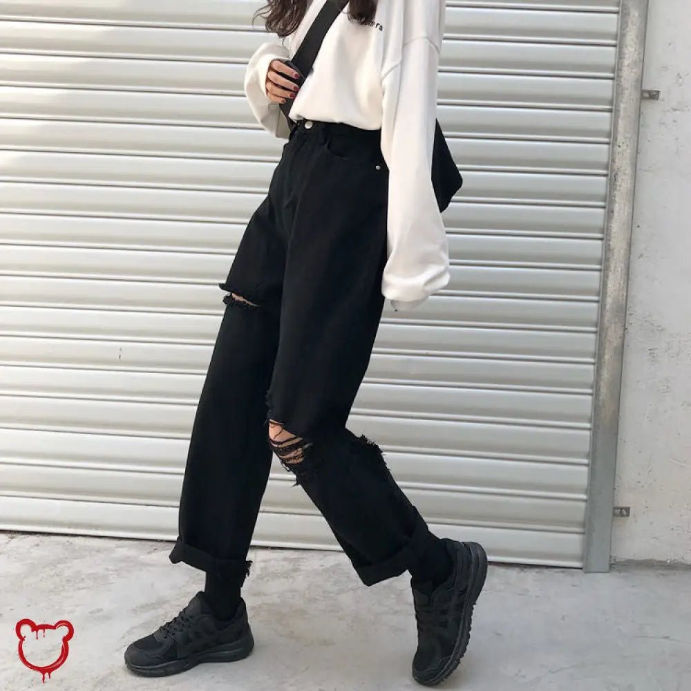 Black Grunge Ripped Jeans' - The Cursed Closet