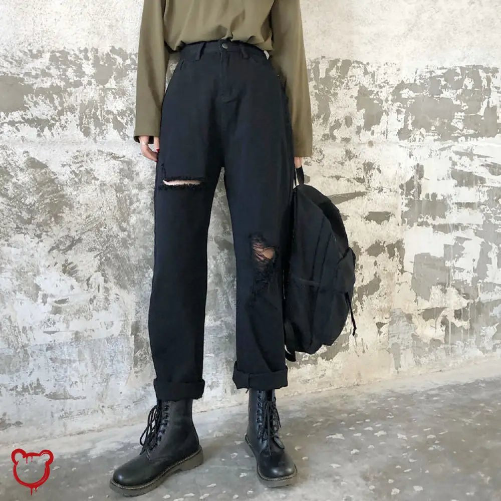 Black Grunge Ripped Jeans' - The Cursed Closet