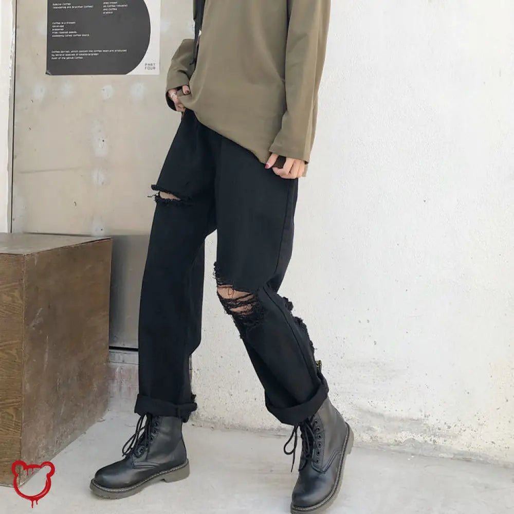 Black Grunge Ripped Jeans' - The Cursed Closet