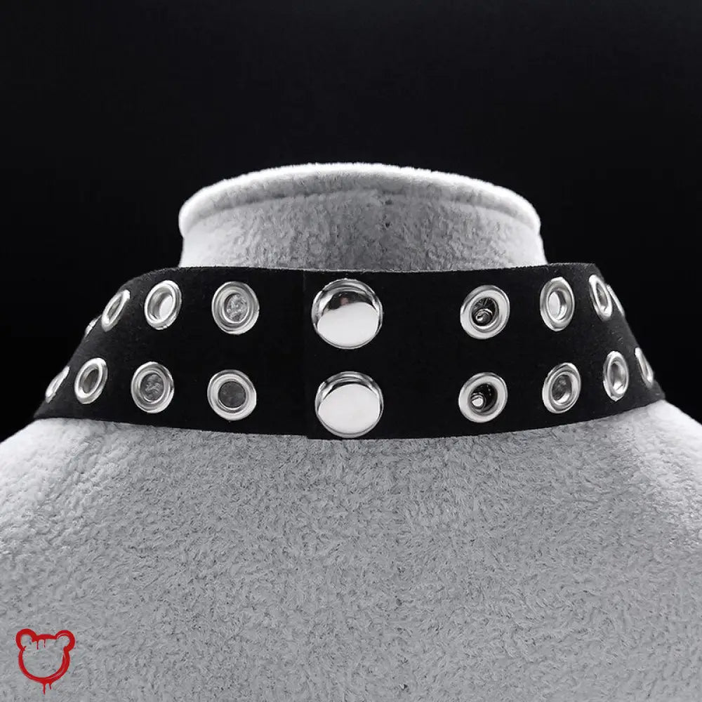 Black Heart Chain Leather Choker - The Cursed Closet