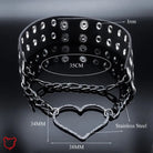 Black Heart Chain Leather Choker - The Cursed Closet