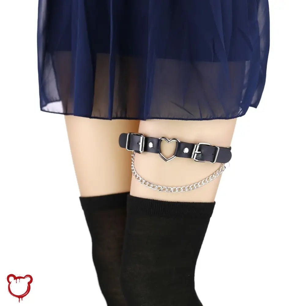 Black Heart Garter Leg Harness (11 colors) - The Cursed Closet