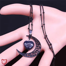 Black Heart Moon Necklace - The Cursed Closet