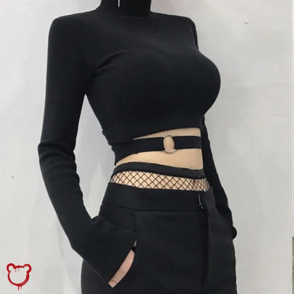 Black Hollow Crop Top Shotgun - The Cursed Closet