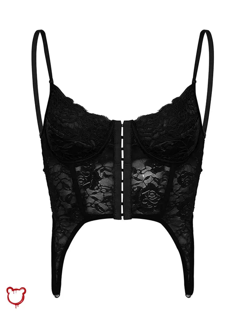 Black Lace Corset Crop Top - The Cursed Closet