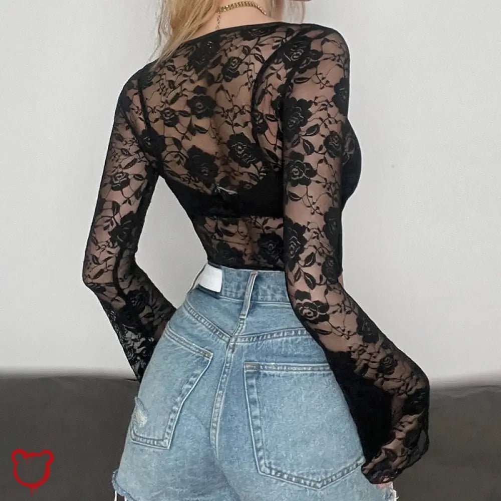 Black Lace Crop Top - The Cursed Closet