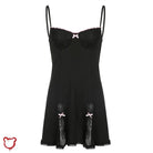 Black Lace Gothic Bow Dress - The Cursed Closet