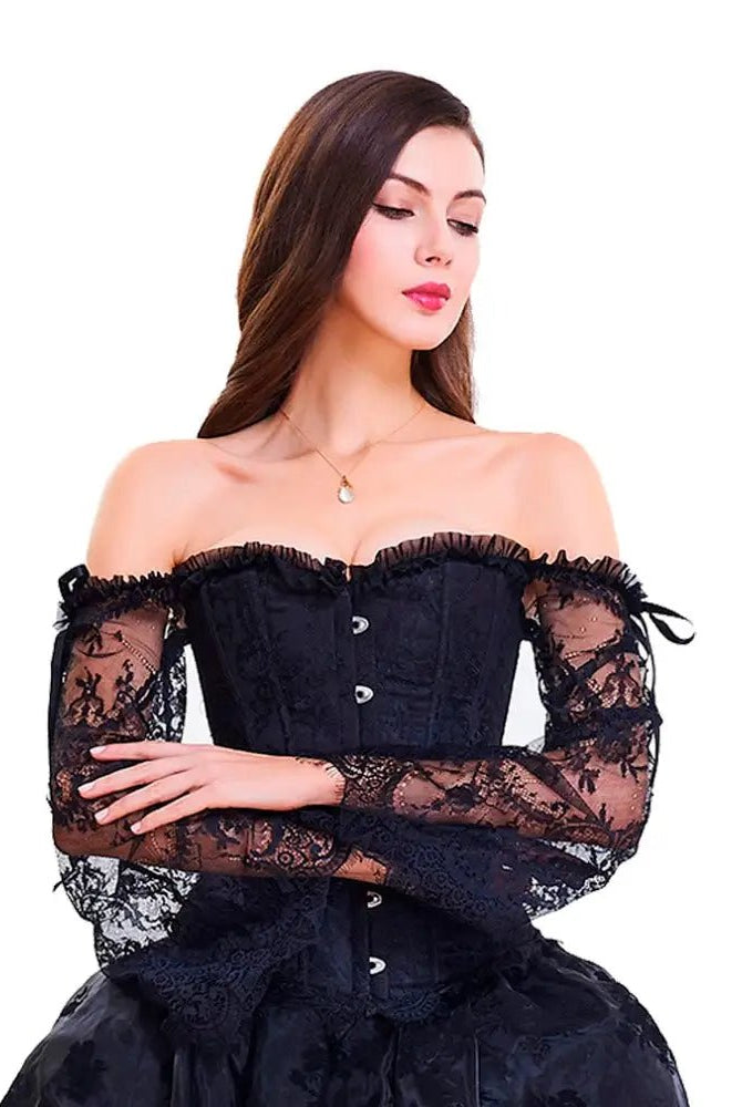 Black lace off shoulder corset - The Cursed Closet