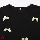 Black Lace - Up Bow Crop Top - The Cursed Closet