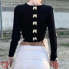 Black Lace - Up Bow Crop Top - The Cursed Closet