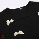 Black Lace - Up Bow Crop Top - The Cursed Closet