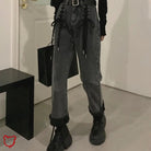 Black Lace - Up Denim Pants - The Cursed Closet
