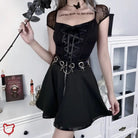 Black Lace - up Sleeved Top - The Cursed Closet