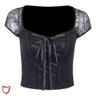 Black Lace - up Sleeved Top - The Cursed Closet