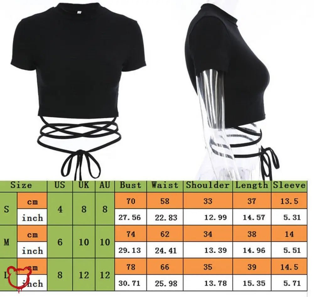 Black Lace Up Tee - The Cursed Closet