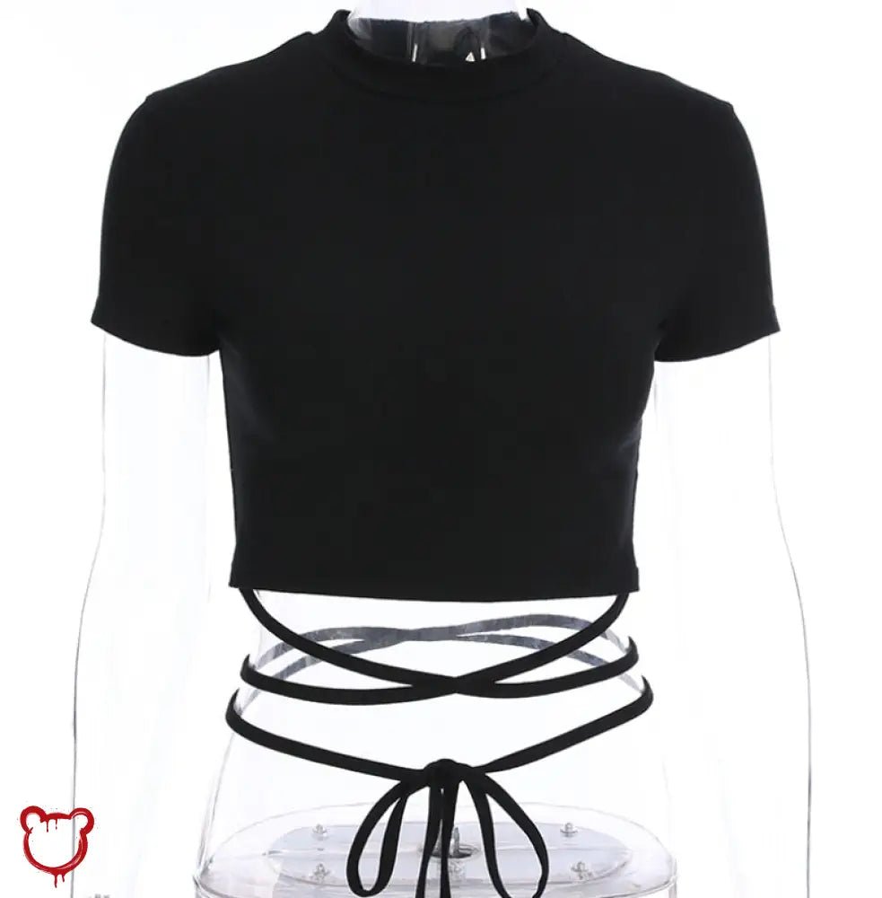 Black Lace Up Tee - The Cursed Closet