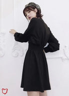 Black Lace - Up V - Neck Dress - The Cursed Closet