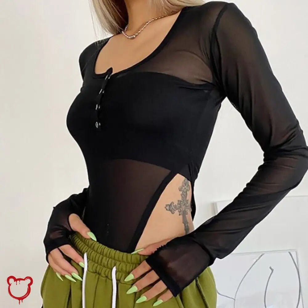 Black Mesh Bodysuit - The Cursed Closet