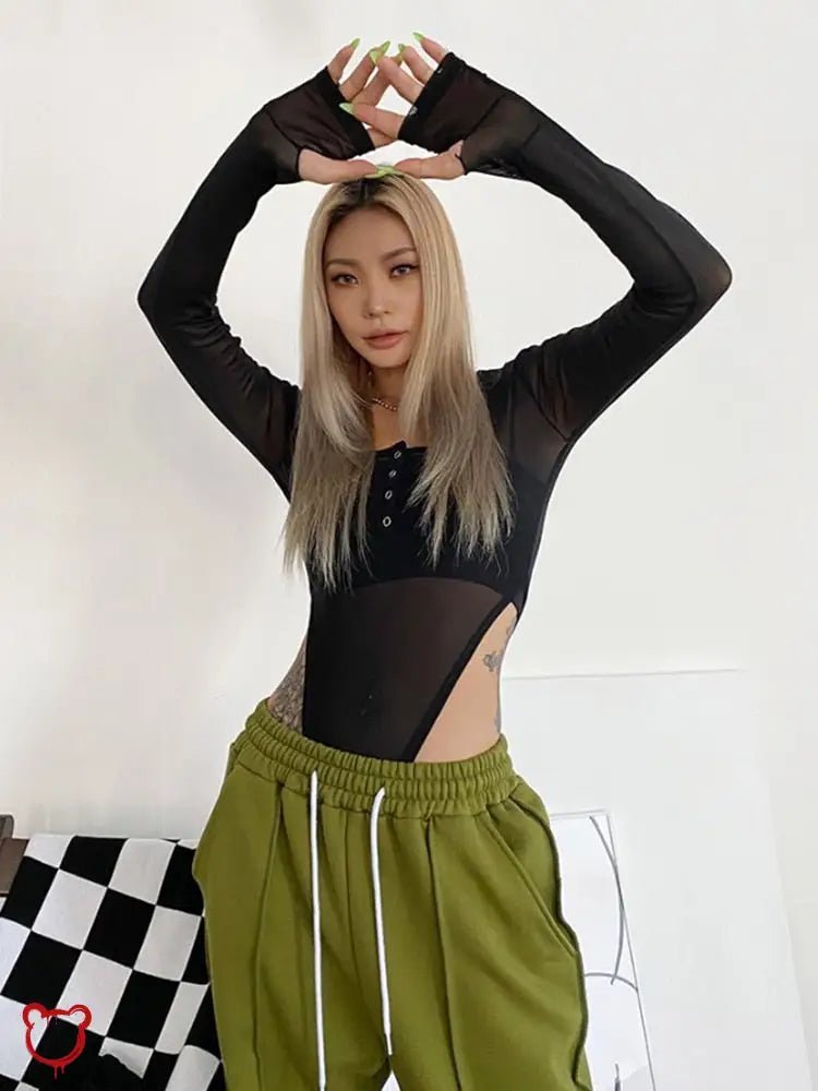 Black Mesh Bodysuit - The Cursed Closet