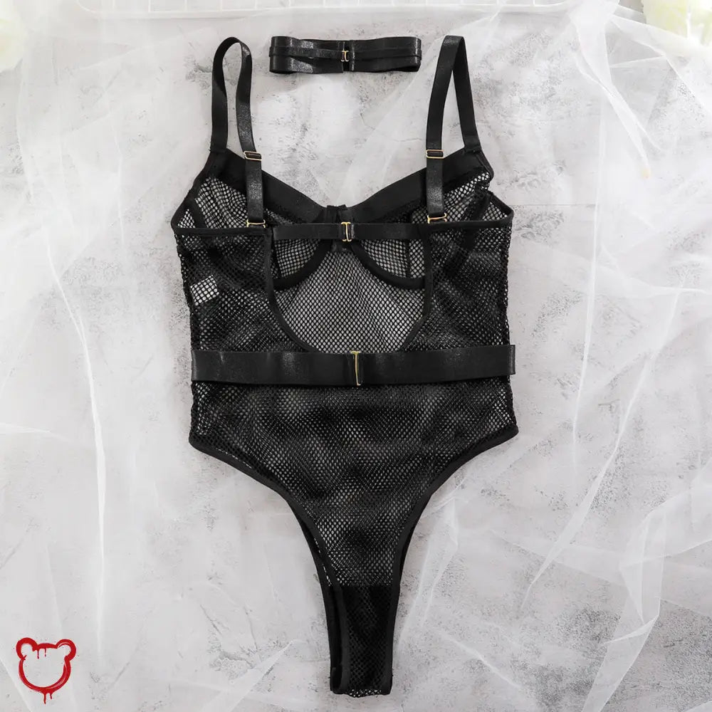 Black Mesh Bodysuit for Running - The Cursed Closet