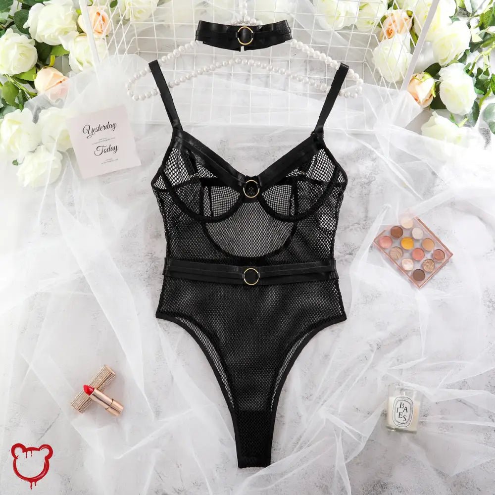 Black Mesh Bodysuit for Running - The Cursed Closet