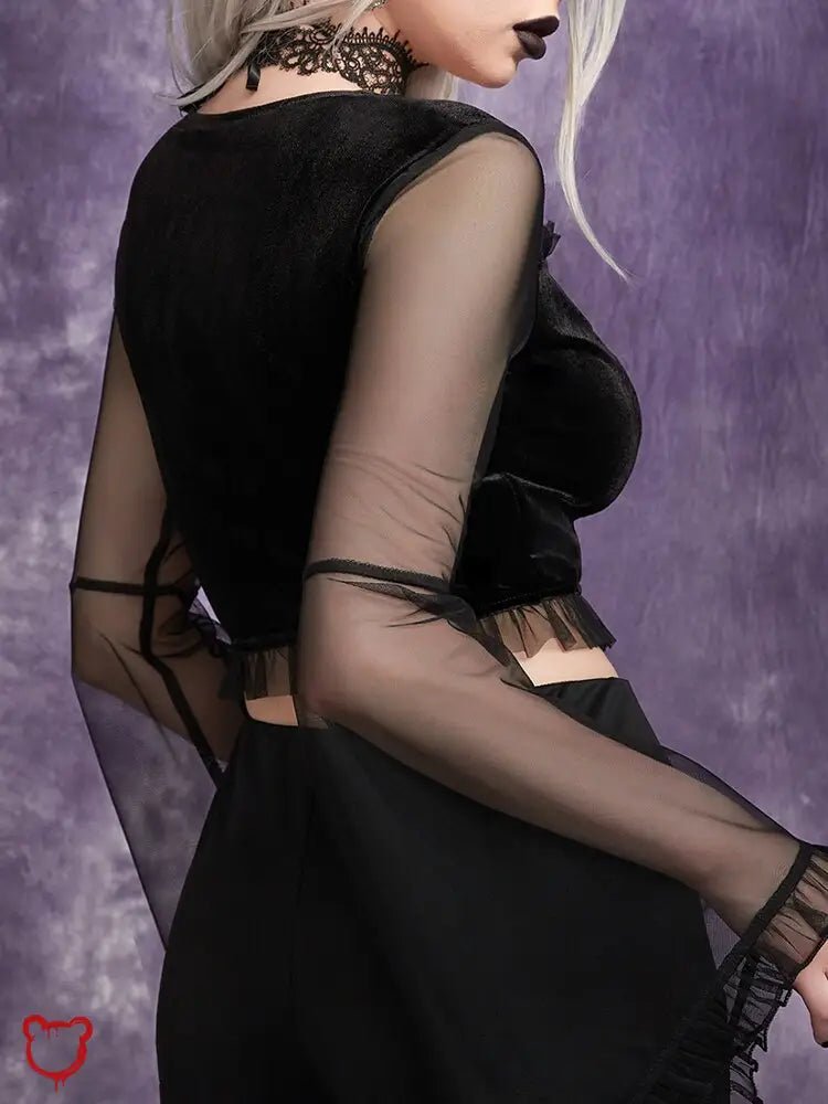 Black Mesh Crop Top - The Cursed Closet