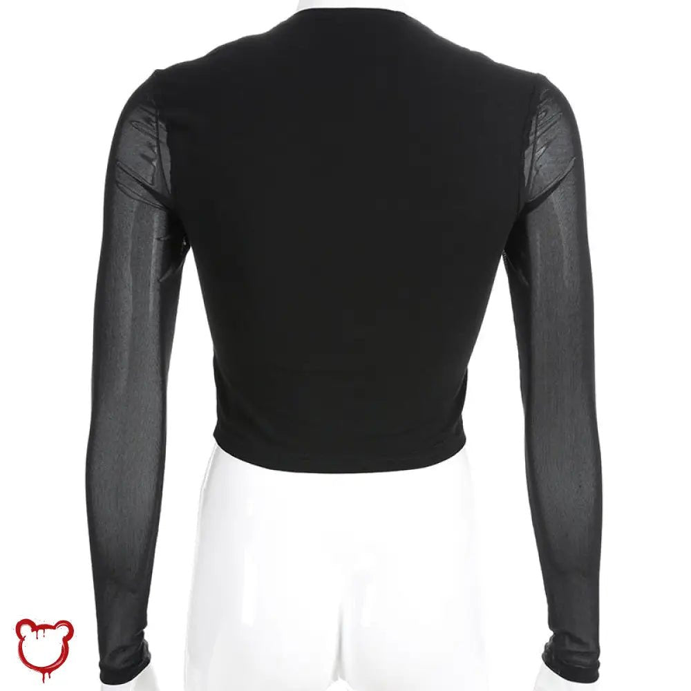 "Black Mesh Eyelet Top" - The Cursed Closet