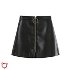 Black Mini Skirt with PU 'O' Ring Detail - The Cursed Closet