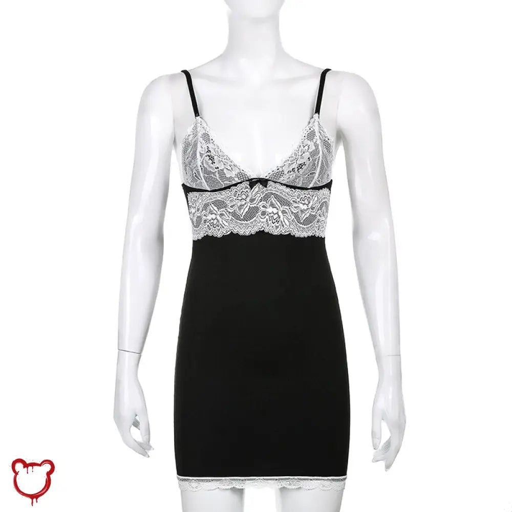 Black Patchwork Lace Dress - The Cursed Closet