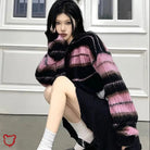 Black Pink Stripe Sweater - Grunge - The Cursed Closet