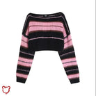 Black Pink Stripe Sweater - Grunge - The Cursed Closet