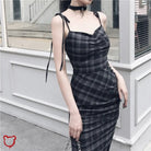 Black Plaid Split Dress - The Cursed Closet