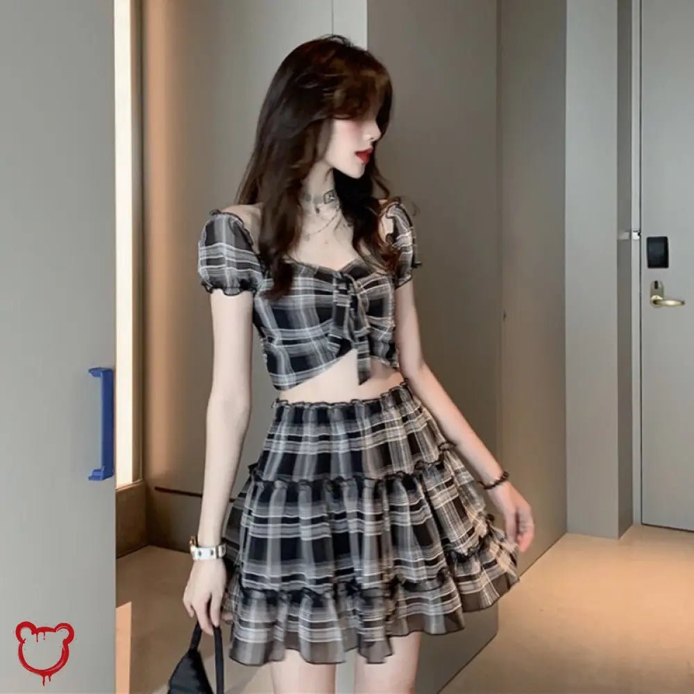 Black Plaid Two - Piece Set' - The Cursed Closet