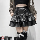 Black Pleated PU Mini Skirt' - The Cursed Closet