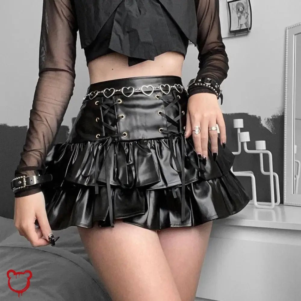 Black Pleated PU Mini Skirt' - The Cursed Closet