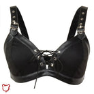 Black PU Lace - Up Bra Top - The Cursed Closet