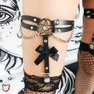 Black PU Leather Bow Harness - The Cursed Closet