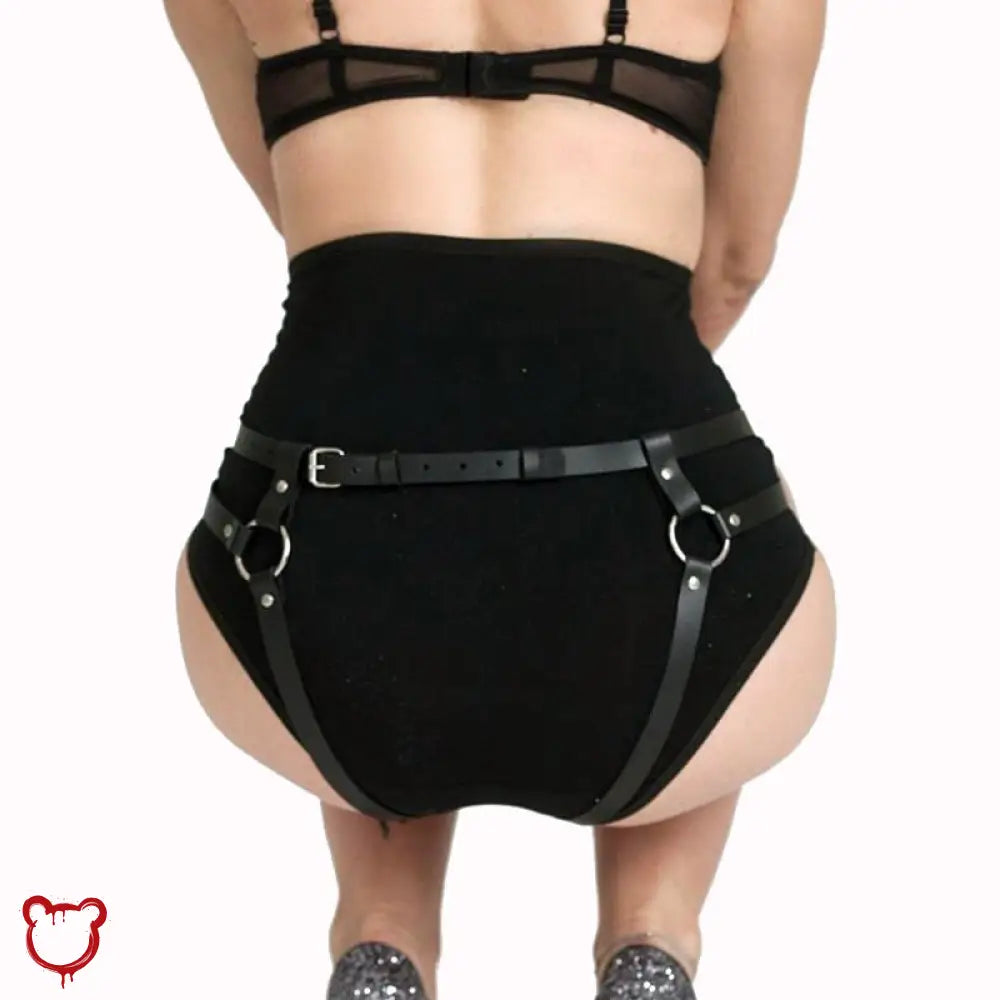 Black Pu Leather Harness Underwear - Intense Accessories