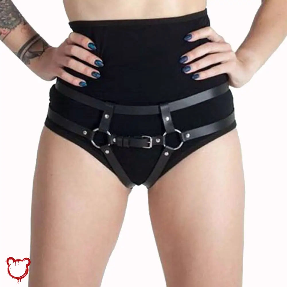 Black Pu Leather Harness Underwear - Intense Accessories
